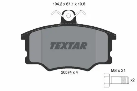 Комплект тормозных колодок передн, VOLVO 340-360 AUDI 100 C2, 80 B2, 90 B2, COUPE B2 1.3-2.2 08.75-07.91 TEXTAR 2057402