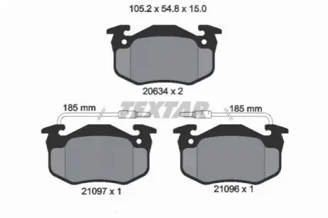Комплект гальмівних колодок передн, RENAULT CLIO I, RAPID, SUPER 5, TWINGO I 1.0-1.9D 10.84-06.07 TEXTAR 2109601