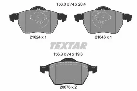 Комплект гальмівних колодок передн, AUDI 100 C3, 80 B4, A4 B5 VW PASSAT B5 1.6-2.8 10.86-09.01 TEXTAR 2162402