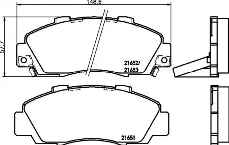 Комплект гальмівних колодок передн, ACURA LEGEND II, NSX, NSX TARGA, RL HONDA ACCORD IV, ACCORD V, ACCORD VI, ACCORD VII, CIVIC VI, CR-V I, HR-V, INTEGRA, LEGEND II, LEGEND III 1.6-3.5 01.90 TEXTAR 2165101