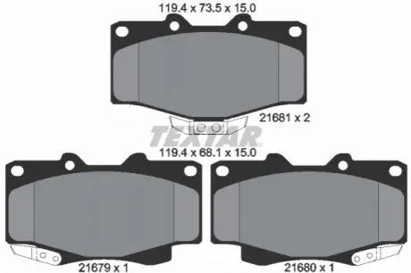 Комплект гальмівних колодок передн, TOYOTA 4 RUNNER II, 4 RUNNER III, HILUX IV, HILUX V, HILUX VI, LAND CRUISER, LAND CRUISER 80, LAND CRUISER 90 VW TARO 2.2-4.5 11.84-10.05 TEXTAR 2167904