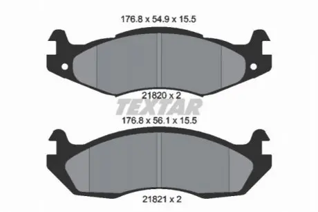 Комплект гальмівних колодок передн, CHEVROLET CAPRICE HUMMER HUMMER H1 JEEP CHEROKEE, CJ5 - CJ8, COMANCHE, GRAND WAGONEER, WRANGLER I 2.1D-6.5D 09.79-12.04 TEXTAR 2182001