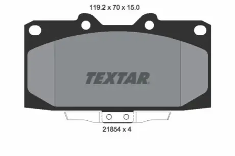 Комплект гальмівних колодок передн, NISSAN 200SX, SKYLINE SUBARU IMPREZA 2.0/2.5/2.6 07.93-12.08 TEXTAR 2185401
