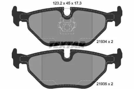 Комплект гальмівних колодок задн, BMW 3 (E46), Z1, Z4 (E85), Z4 (E86) MG MG 6, MG X-POWER, ZT, ZT- T ROVER 75, 75 I 1.6-5.0 06.88 TEXTAR 2193402