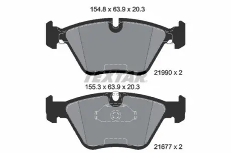 Колодки гальмівні (передні) BMW 5 (E39) 95-04 (Ate) M47/M51/M52/M54/M57 TEXTAR 2199081