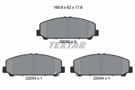 Комплект гальмівних колодок передн, INFINITI QX56, QX80 NISSAN ARMADA MK I, TITAN 5.6 08.03 TEXTAR 2204201