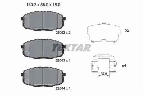 Колодки гальмівні (передні) Hyundai Creta/Kona 16-23 TEXTAR 2205203