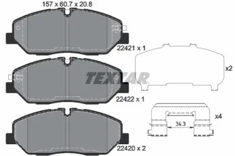 Комплект гальмівних колодок передн, HYUNDAI H350 2.5D 04.15 TEXTAR 2242101 Купити в Україні