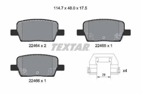 Комплект гальмівних колодок задн, CADILLAC CT6, XT5 CHEVROLET CAMARO 2.0/3.0/3.6 09.15 TEXTAR 2246401 Купити в Україні