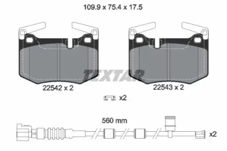 Комплект гальмівних колодок задн, LEXUS GS, RC 2.0/2.5H/5.0 08.14 TEXTAR 2254201