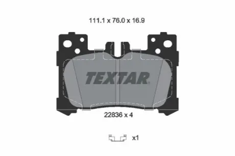 Комплект гальмівних колодок задн, LEXUS LC, LS 3.5/3.5H/5.0 11.16 TEXTAR 2283601