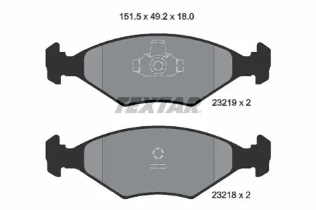 Комплект гальмівних колодок передн, FIAT PALIO, SIENA 1.0-1.7D 04.96-12.09 TEXTAR 2321901