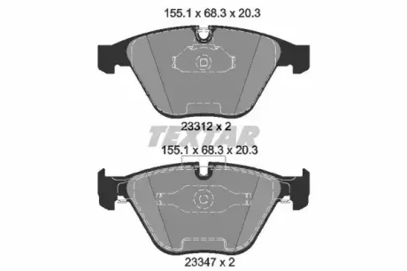 Комплект гальмівних колодок передн, BMW 1 (E82), 3 (E90), 3 (E92), 3 (E93) 3.0/4.0/4.4 03.07-10.13 TEXTAR 2331207