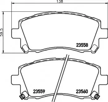 Комплект гальмівних колодок передн, MITSUBISHI GRANDIS SUBARU FORESTER, IMPREZA, LEGACY II, LEGACY III, LEGACY OUTBACK, OUTBACK 1.6-3.0 03.94-12.11 TEXTAR 2355802
