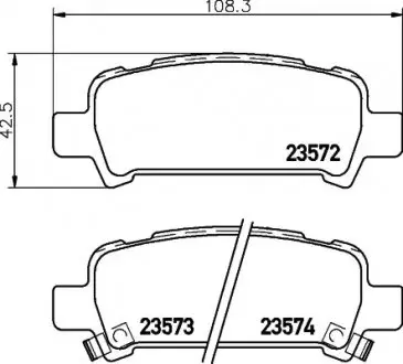 Комплект гальмівних колодок задн, SUBARU FORESTER, IMPREZA, LEGACY III, LEGACY IV, OUTBACK 1.5-3.0 03.94-08.13 TEXTAR 2357202