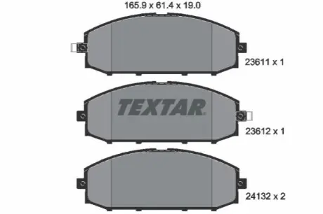 Комплект гальмівних колодок передн, NISSAN PATROL GR V 2.8D-4.8 06.97 TEXTAR 2361101