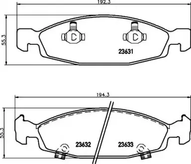 Комплект гальмівних колодок передн, JEEP CHEROKEE, GRAND CHEROKEE II 2.7D-4.7 01.88-09.05 TEXTAR 2363101