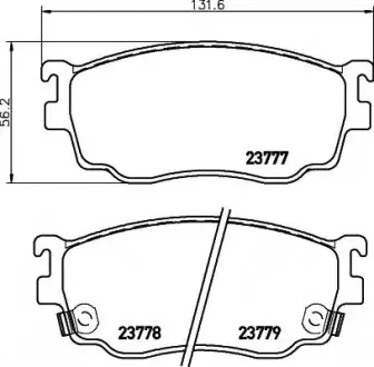 Комплект гальмівних колодок передн, ISUZU IMPULSE MAZDA 6, 626 V, PREMACY 1.6-2.0D 01.90-08.07 TEXTAR 2377701