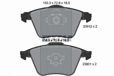 Комплект гальмівних колодок передн, VOLVO C30, C70 II, S40 II, V40, V50 FORD FOCUS II MAZDA 3 SAAB 9-3, 9-3X 1.5-2.8 09.02-08.19 TEXTAR 2391201