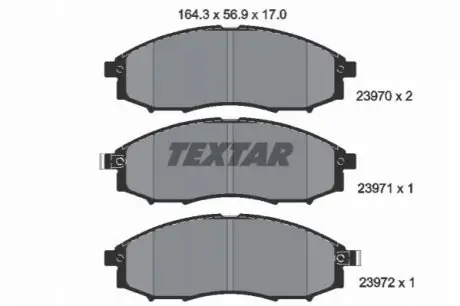Комплект гальмівних колодок передн, NISSAN NAVARA, NP300, PICK UP, PRIMERA 1.6-3.2D 06.90 TEXTAR 2397001