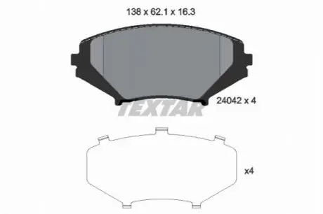 Комплект гальмівних колодок передн, MAZDA RX-8 1.3 08.03-06.12 TEXTAR 2404201