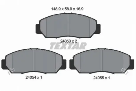 Комплект гальмівних колодок передн, HONDA ACCORD VII, CIVIC VIII, FR-V, STREAM 1.6-3.0 05.01 TEXTAR 2405301