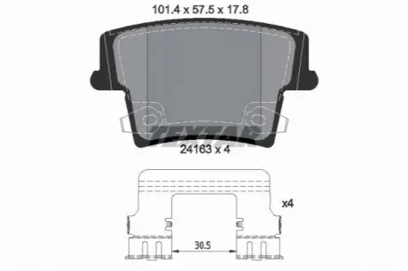 Комплект гальмівних колодок задн, CHRYSLER 300C DODGE CHALLENGER, CHARGER LANCIA THEMA 2.7-6.4 09.04 TEXTAR 2416303
