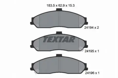 Комплект гальмівних колодок передн, CADILLAC XLR CHEVROLET CORVETTE, CORVETTE Z06 4.4-7.0 01.97-08.13 TEXTAR 2419401