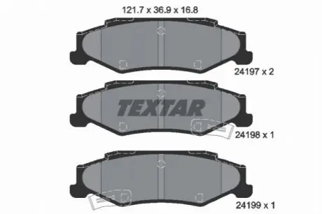 Комплект гальмівних колодок задн, CADILLAC XLR CHEVROLET CORVETTE 4.4-7.0 10.91-08.13 TEXTAR 2419701