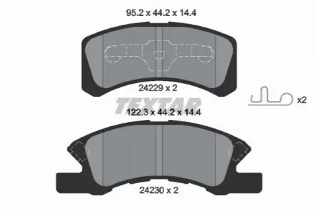 Комплект гальмівних колодок передн, DAIHATSU CUORE V, CUORE VI, CUORE VII, TREVIS MITSUBISHI MIRAGE / SPACE STAR VI, MIRAGE VI 0.7-1.2LPG 11.98 TEXTAR 2422901