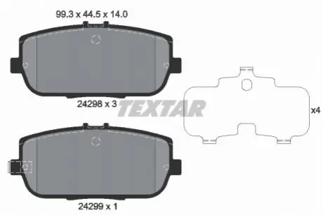 Комплект гальмівних колодок задн, ABARTH 124 SPIDER FIAT 124 SPIDER MAZDA MX-5 III, MX-5 IV, MX-5 RF TARGA 1.4-2.0 03.05 TEXTAR 2429801