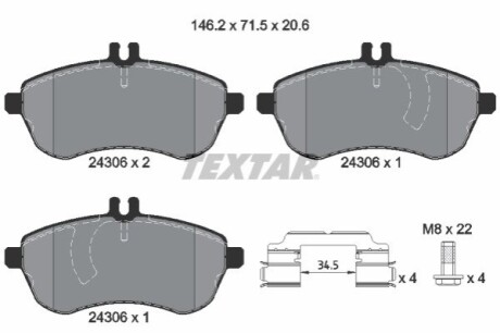 Гальмівні колодки, дискове гальмо (набір) TEXTAR 2430603 (фото 1)