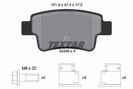 Тормозные колодки, дисковый тормоз.) TEXTAR 2434901