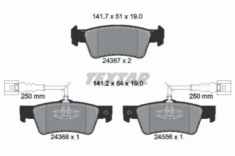 Комплект гальмівних колодок задн, VW TOUAREG 2.5D-6.0 10.02-03.18 TEXTAR 2436701