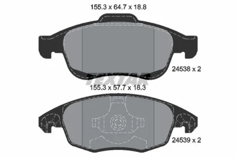 Комплект гальмівних колодок передн, DS DS 4, DS 5 CITROEN BERLINGO, BERLINGO MULTISPACE, C4 GRAND PICASSO I, C4 I, C4 II, C4 PICASSO I, DS4, DS5 PEUGEOT 5008, 5008 I 1.2-Electric 02.00 TEXTAR 2453801