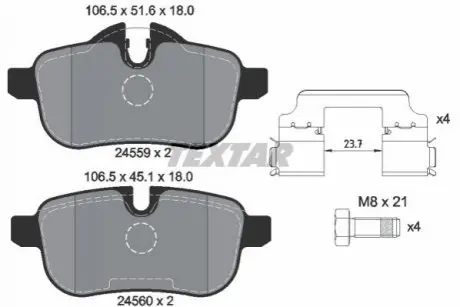 Комплект гальмівних колодок задн, BMW Z4 (E89) 2.0/2.5/3.0 02.09-08.16 TEXTAR 2455901