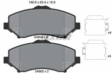 Комплект гальмівних колодок передн, CHRYSLER GRAND VOYAGER V, TOWN & COUNTRY, VOYAGER V DODGE GRAND, JOURNEY, NITRO FIAT FREEMONT JEEP CHEROKEE, WRANGLER III VW ROUTAN 2.0D-4.0 01.06 TEXTAR 2460401 Купити в Україні