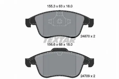 Комплект гальмівних колодок передн, RENAULT GRAND SCENIC III, LAGUNA, LAGUNA III, LATITUDE, SCENIC III 1.5D-3.5 10.07 TEXTAR 2487001