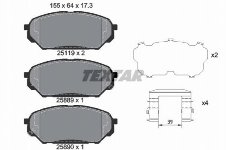 Дисковые тормозные колодки TEXTAR 2511901 (фото 1)