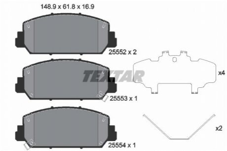 Комплект передних тормозных колодок TEXTAR 2555201