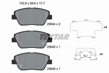Комплект гальмівних колодок передн, HYUNDAI GRANDEUR, SONATA VI KIA OPTIMA 1.7D-3.0 06.10 TEXTAR 2564401