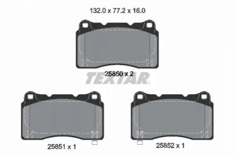 Комплект гальмівних колодок передн, ALFA ROMEO GIULIETTA HONDA CIVIC X, CIVIC XI RENAULT MEGANE III SUBARU IMPREZA TESLA MODEL S, MODEL X, ROADSTER 1.6D-Electric 11.01 TEXTAR 2585001 Купити в Україні