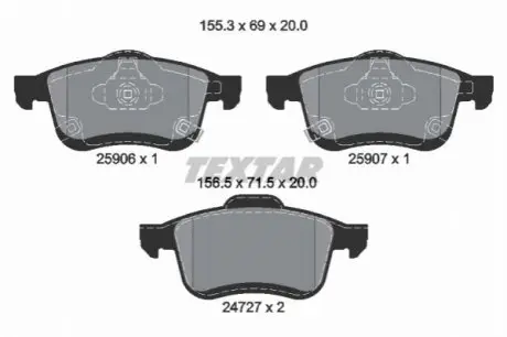 Комплект гальмівних колодок передн, FIAT 500L 1.4/1.4LPG/1.6D 09.13 TEXTAR 2590601