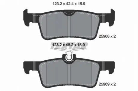 Комплект гальмівних колодок задн, PEUGEOT 308, 308 II 1.2-2.0D 09.13-06.21 TEXTAR 2596801