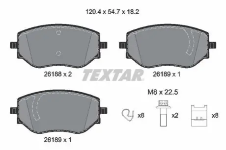 Комплект гальмівних колодок передн, DACIA JOGGER, LOGAN III, SANDERO III MITSUBISHI COLT VII NISSAN MICRA V RENAULT CLIO V 1.0-1.6H 12.18 TEXTAR 2618801