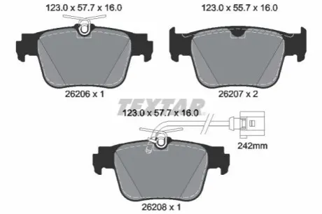 Комплект гальмівних колодок задн, AUDI A3, A3 ALLSTREET CUPRA FORMENTOR, LEON, LEON SPORTSTOURER 1.0-2.5 11.19 TEXTAR 2620603 Купити в Україні