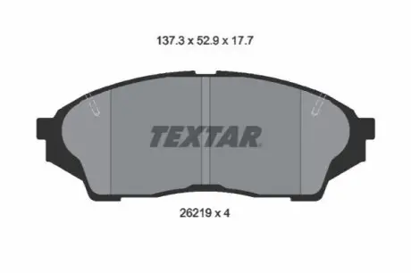 Комплект гальмівних колодок передн, TOYOTA CAMRY, CARINA E VI, CELICA, CHASER, COROLLA, CRESTA V, PICNIC, RAV 4 I 1.3-2.4D 06.91-09.02 TEXTAR 2621901
