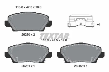 Тормозные колодки (передние) Hyundai Kona 19-/Kia Picanto 17- TEXTAR 2628001