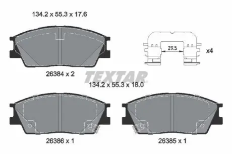 Комплект гальмівних колодок передн (з комплектуючими), HYUNDAI CRETA, VENUE KIA SOUL III 1.6/2.0 01.19 TEXTAR 2638401 Купити в Україні