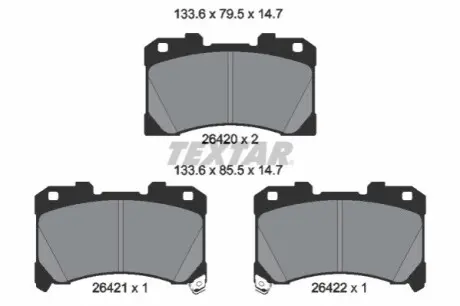Комплект гальмівних колодок передн, TOYOTA YARIS 1.6 02.20 TEXTAR 2642001 Купити в Україні